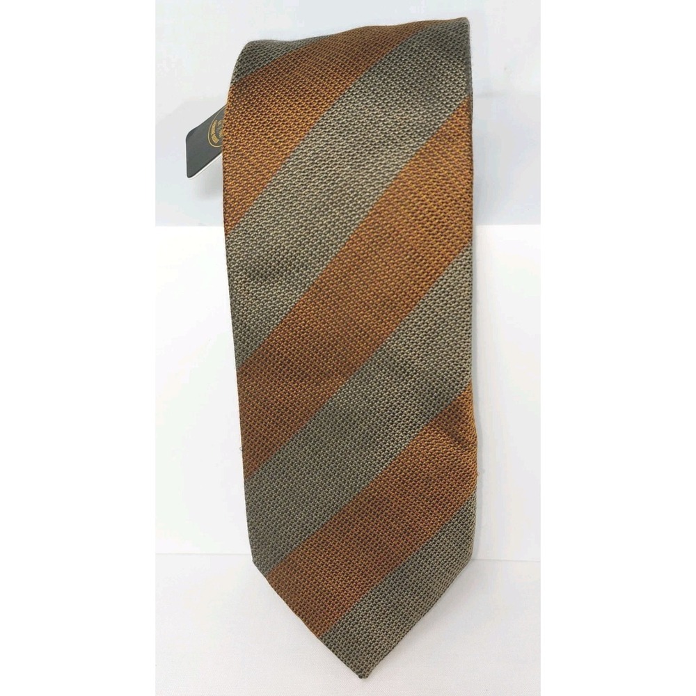 NWT H Stockton Atlanta Robert Jensen Mens Hand Sewn Italian Silk Necktie Tan 60"